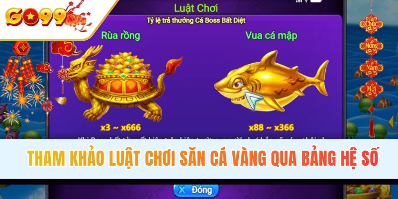 Tham khảo luật chơi săn cá vàng qua bảng hệ số